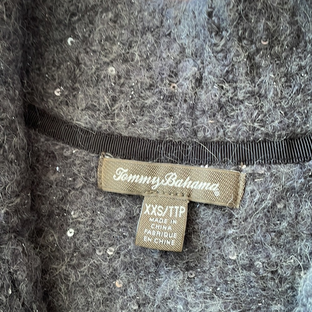 Tommy Bahama Cardigan Sweater Womens XXS Gray Sustone Open Front Alpaca Wool - Picture 2 of 10